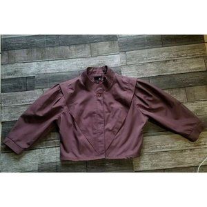 Urban Renewal cropped bomber Jacket pink Sz L jr 3/4 sleeve button up lined rose